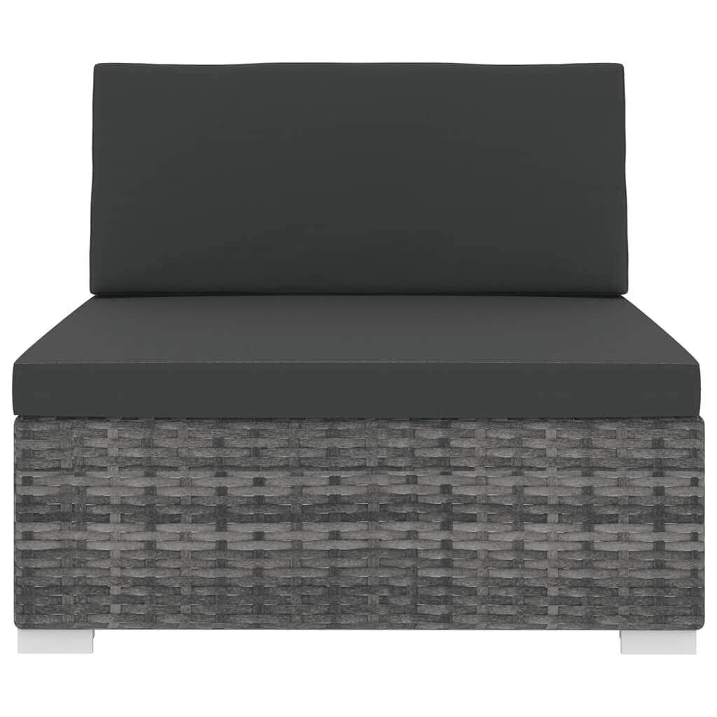 vidaXL Sectional Middle Seat with Cushions Poly Rattan grey