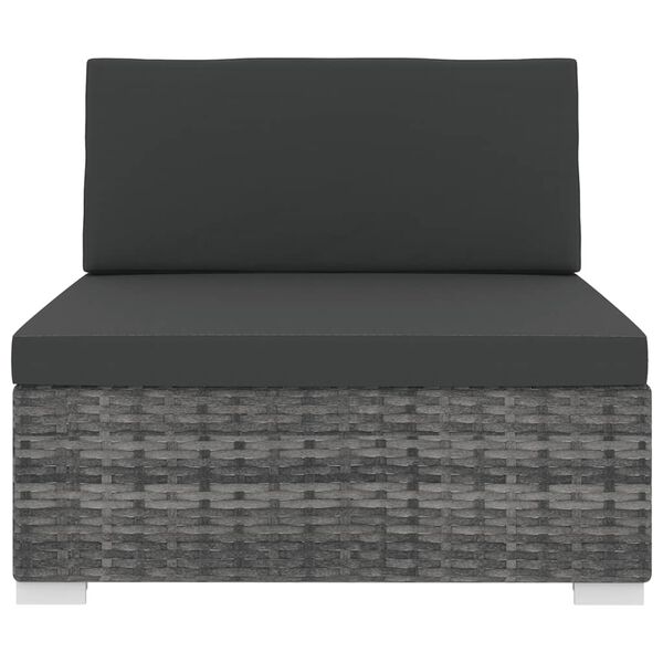 vidaXL Sectional Middle Seat with Cushions Poly Rattan grey