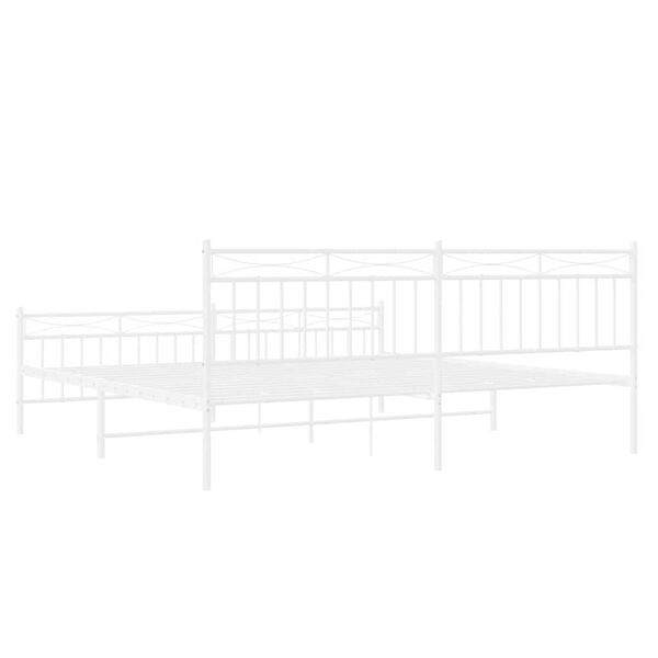 vidaXL Metal Bed Frame without Mattress with Footboard White 193x203cm