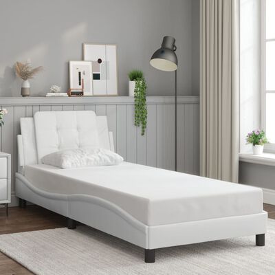 vidaXL Bed Frame with LED without Mattress White 100x190 cm