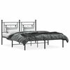 vidaXL Metal Bed Frame without Mattress with Headboard Black 150x200cm