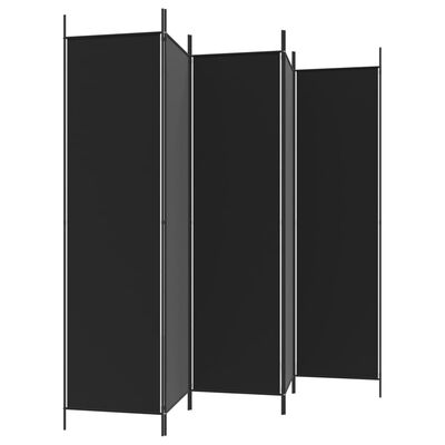 vidaXL 5-Panel Room Divider Black 250x200 cm Fabric