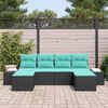 vidaXL Garden Sofa Set with Cushion 6 pcs Black Poly rattan