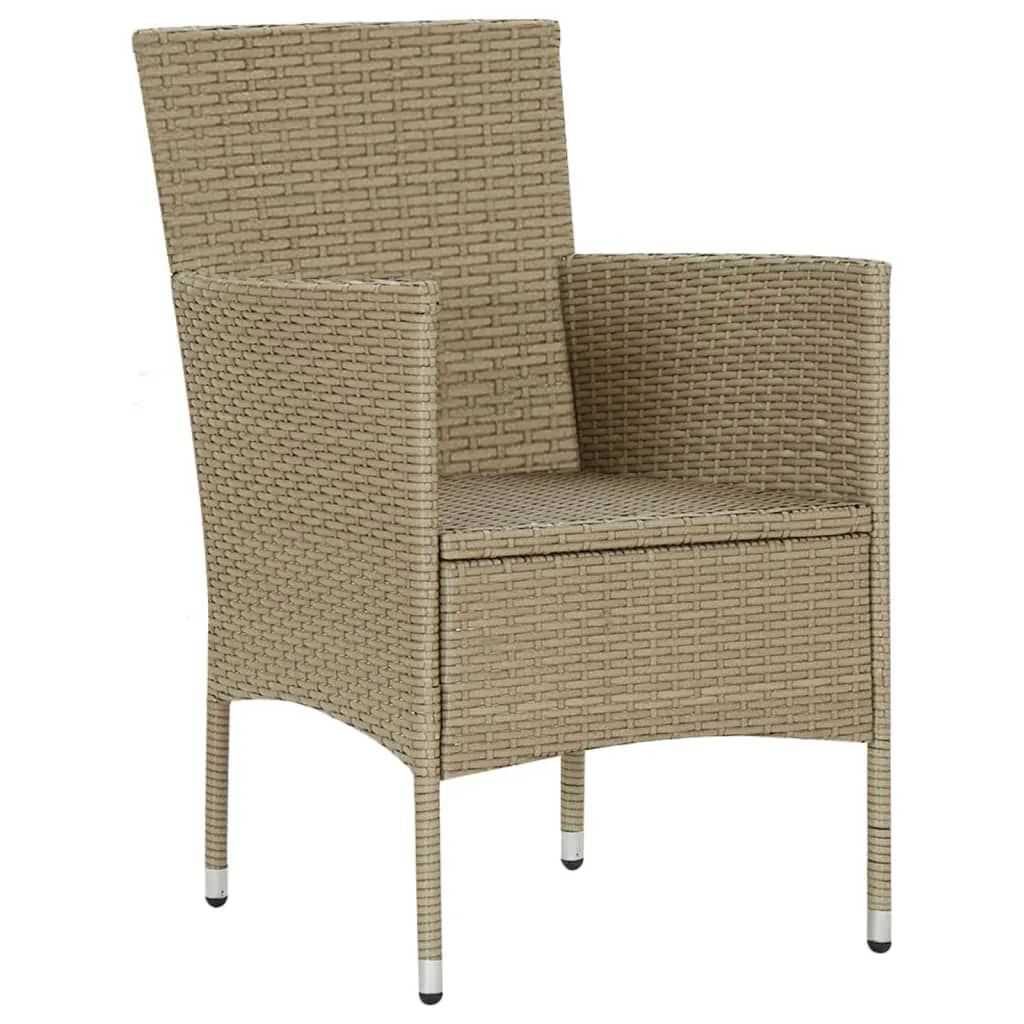 vidaXL 7 Piece Garden Dining Set with Cushions Poly Rattan Beige