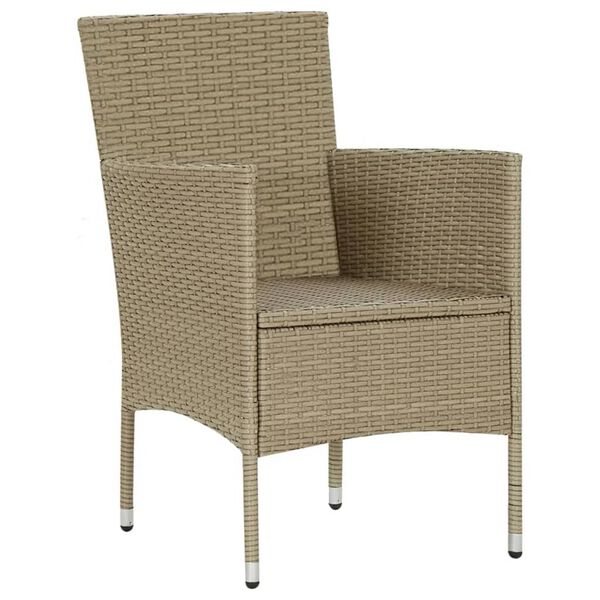 vidaXL 7 Piece Garden Dining Set with Cushions Poly Rattan Beige