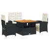 vidaXL 5 Piece Garden Dining Set with Cushions Black Poly Rattan