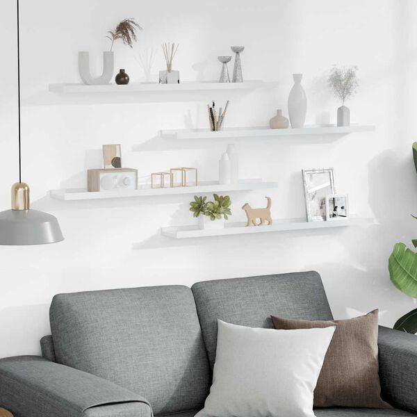 vidaXL Wall Shelves 4 pcs White 80x9x3 cm
