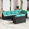 vidaXL Garden Sofa Set 9 pcs Black Poly Rattan