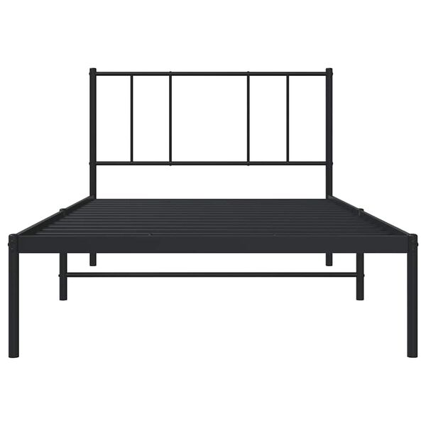 vidaXL Metal Bed Frame without Mattress with Headboard Black 100x190cm