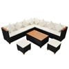 vidaXL 7 Piece Garden Lounge Set with Cushions Poly Rattan Black