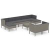 vidaXL 10 Piece Garden Lounge Set with Cushions Poly Rattan Grey