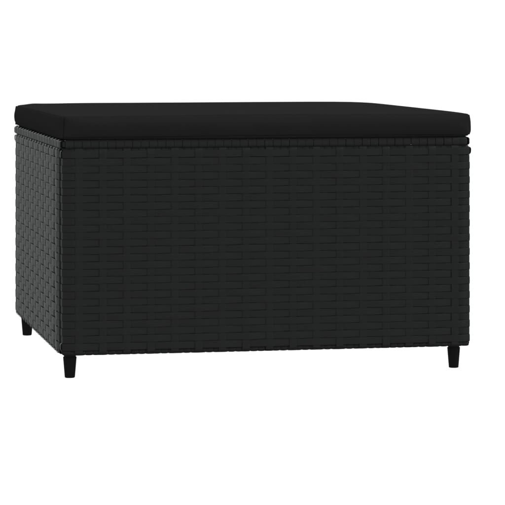 vidaXL Garden Footrest with Cushion Black Poly Rattan