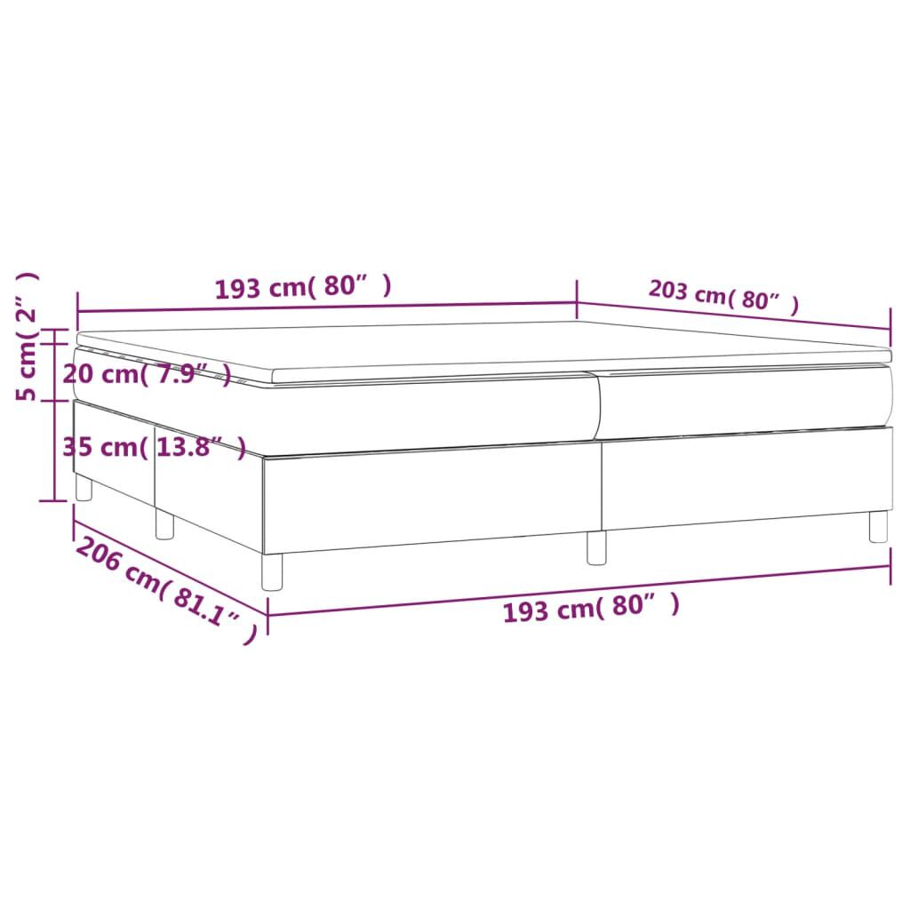 vidaXL Box Spring Bed with Mattress Light Grey 193x203 cm King Fabric