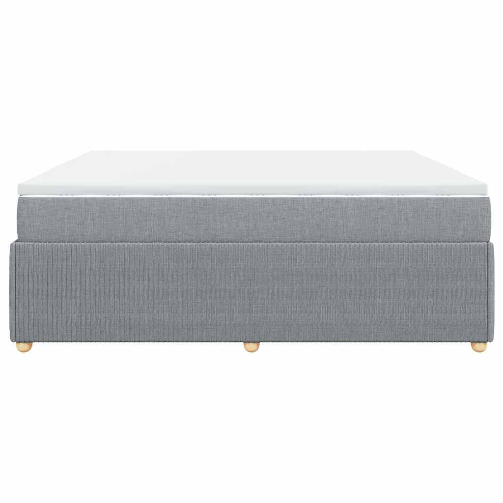 vidaXL Box Spring Bed with Mattress Light Grey King Fabric
