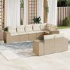 vidaXL 8 Piece Garden Sofa Set with Cushions Beige Poly Rattan