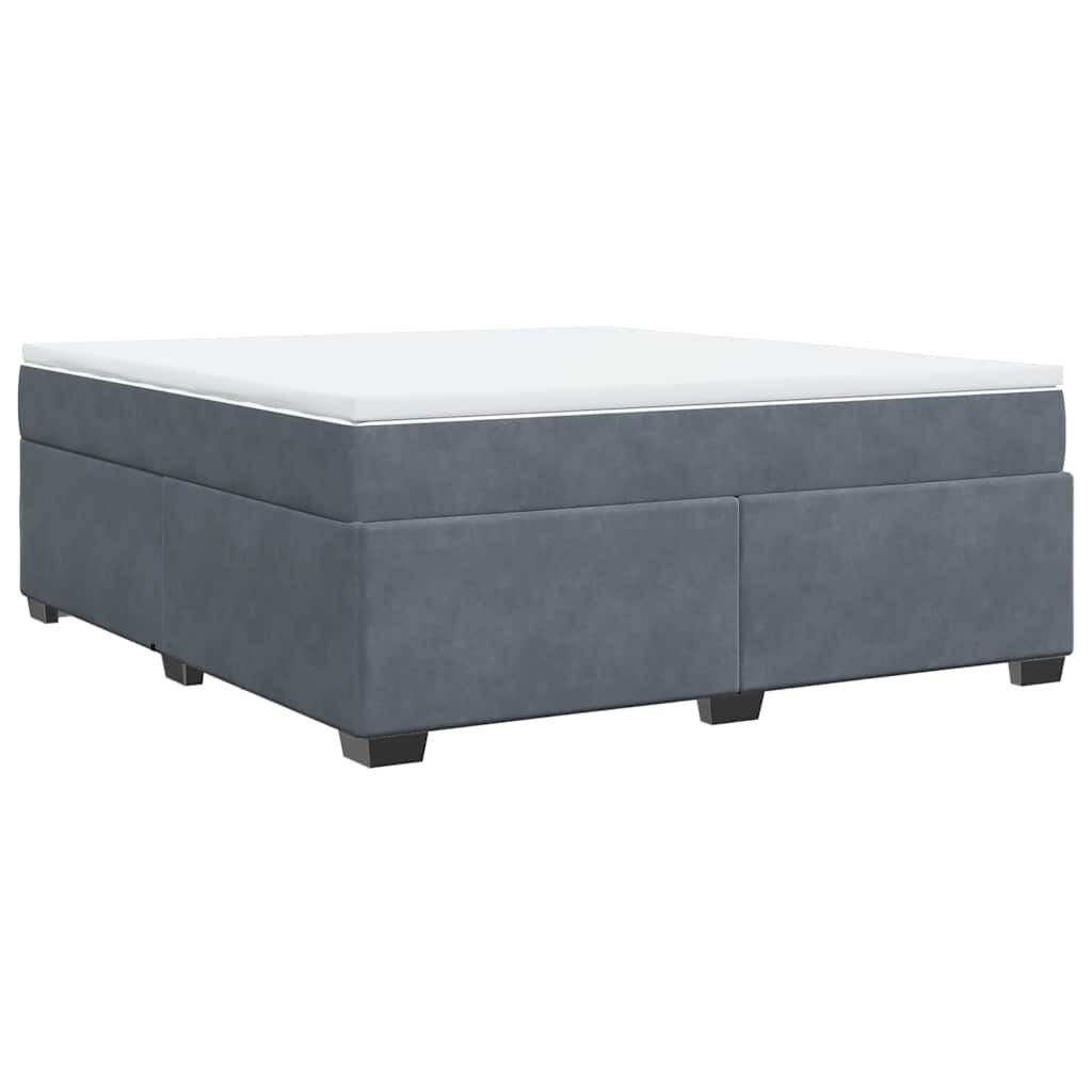 vidaXL Box Spring Bed with Mattress Dark Grey California King Velvet