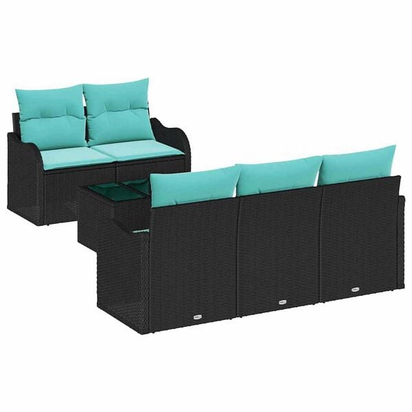 vidaXL Garden Sofa Set 6 pcs Black 55 x 55 x 37 cm Poly rattan