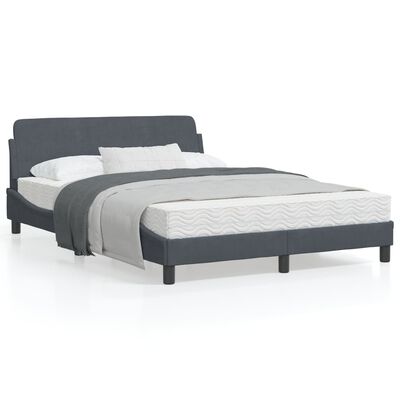 vidaXL Bed Frame with Headboard Dark Grey 137x190 cm Velvet