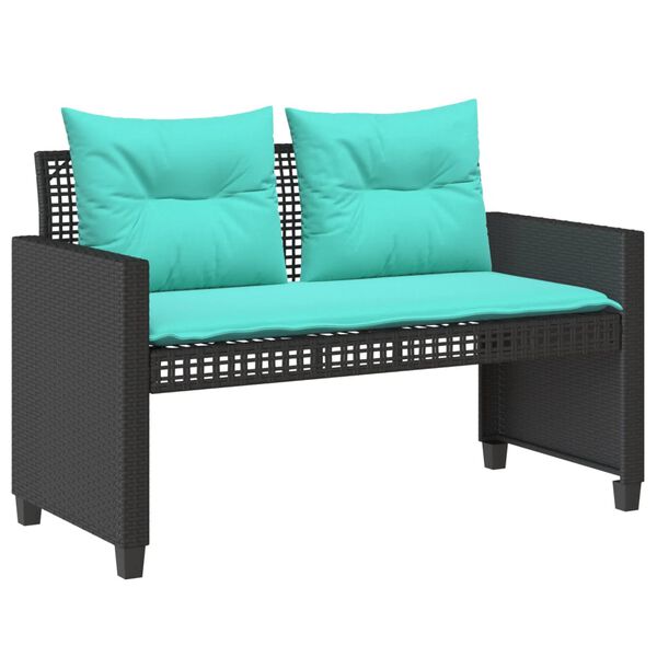 vidaXL 4 Piece Garden Sofa Set with Cushions Black Poly Rattan Glass