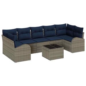 vidaXL Garden Sofa Set Grey and Navy 55 x 55 x 37 cm Poly Rattan