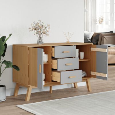 vidaXL Sideboard OLDEN Grey and Brown 114x43x73.5cm Solid Wood Pine
