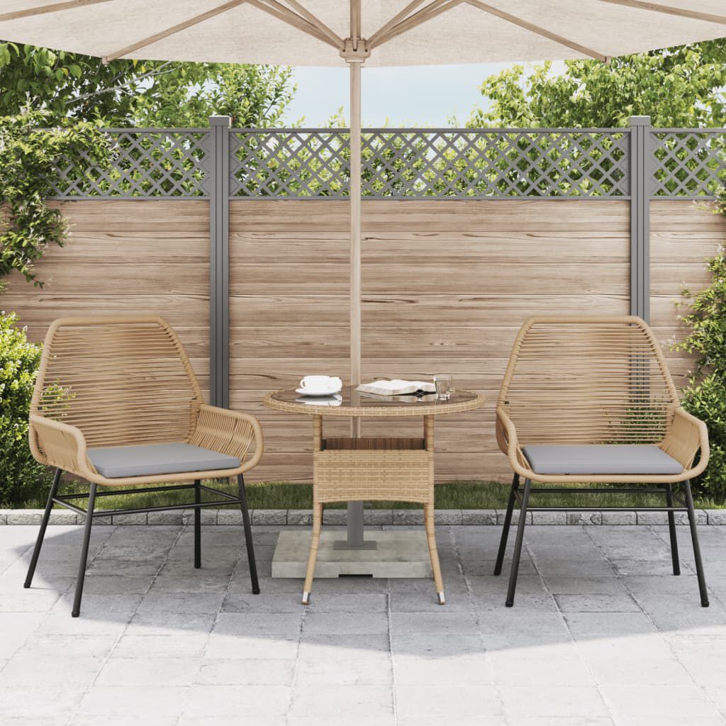 vidaXL Garden Chairs 2 pcs with Cushions Brown Poly Rattan