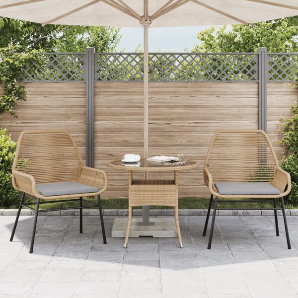 vidaXL Garden Chairs 2 pcs with Cushions Brown Poly Rattan