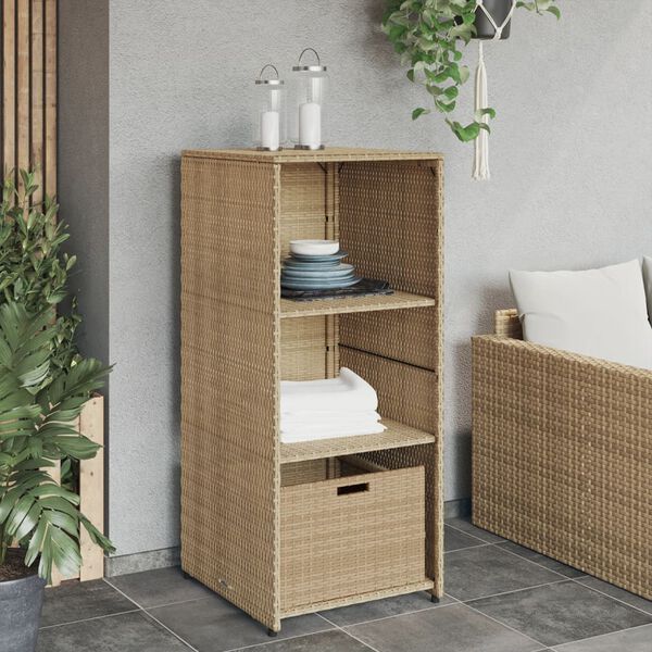 vidaXL Garden Storage Cabinet Beige 50x55x115 cm Poly Rattan