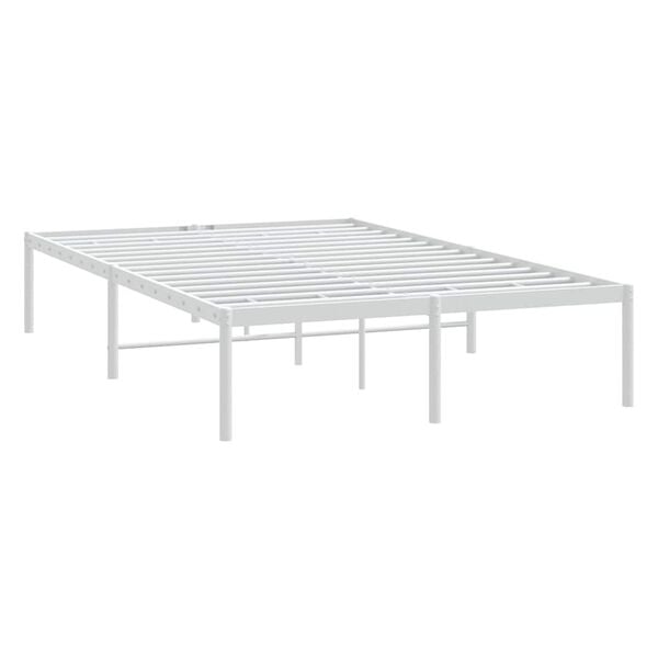 vidaXL Metal Bed Frame without Mattress White 135x190cm