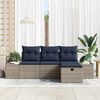 vidaXL Garden Sofa Set with Cushion with Storage 4 pcs Poly Rattan