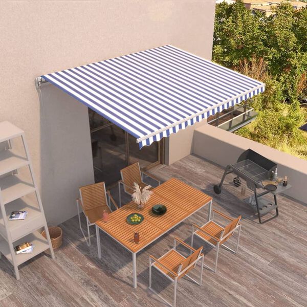 vidaXL Manual Retractable Awning 400x300 cm Blue and White