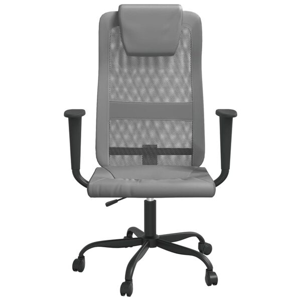 vidaXL Office Chair Grey Mesh Fabric and Faux Leather