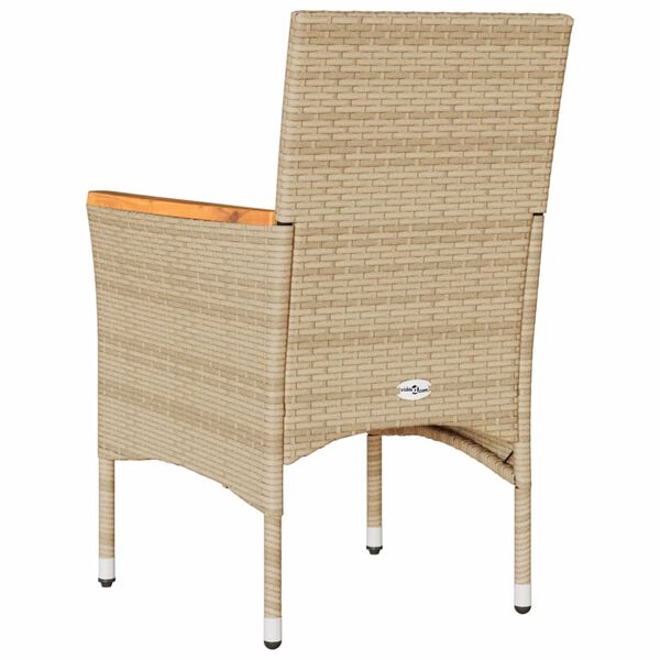 vidaXL Garden Chairs with Cushions 2 pcs Beige Poly Rattan