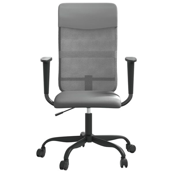 vidaXL Office Chair Height Adjustable Grey Mesh Fabric and Faux Leather