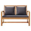 vidaXL Bench with Cushion 2 pcs Brown and Dark Grey Solid Teak Wood