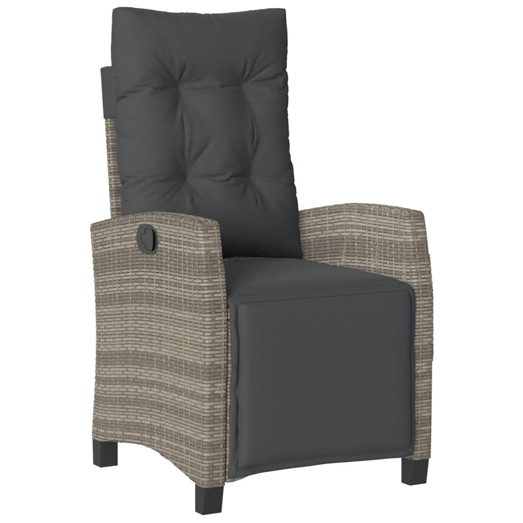 vidaXL 3 Piece Garden Dining Set with Cushions Grey Poly Rattan