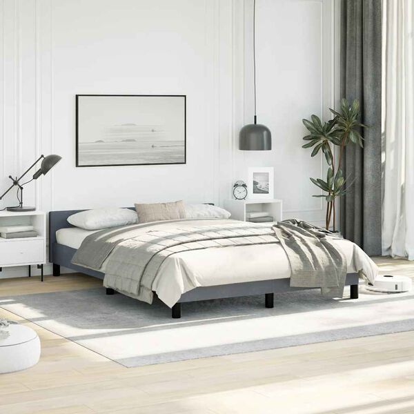 vidaXL Bed Frame without Mattress Dark Grey Double Velvet