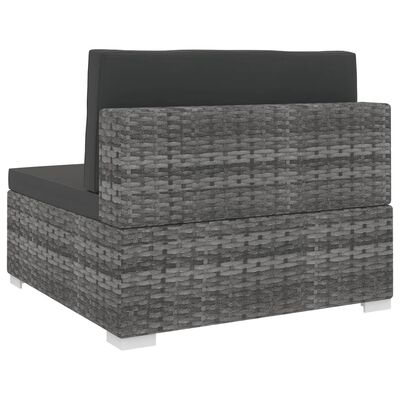 vidaXL Sectional Middle Seat with Cushions Poly Rattan grey