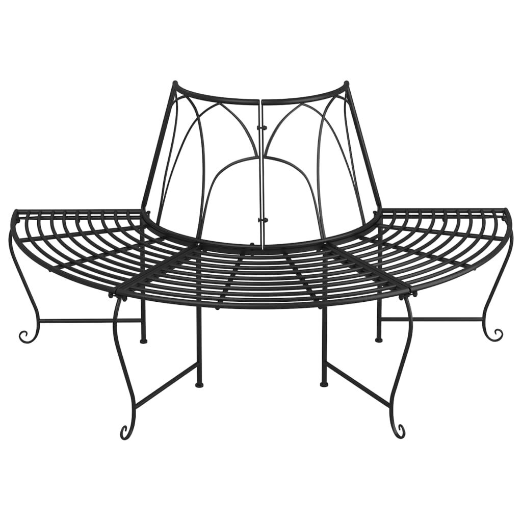 vidaXL Half Round Tree Bench Ø159 cm Black Steel