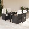 vidaXL 5 Piece Garden Dining Set with Cushions Black Poly Rattan