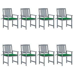 vidaXL Garden Chairs with Cushions 8 pcs Solid Acacia Wood Grey