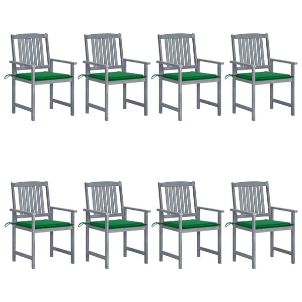 vidaXL Garden Chairs with Cushions 8 pcs Solid Acacia Wood Grey