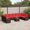 vidaXL Sofa Set with Cushion 11 pcs Brown Poly Rattan