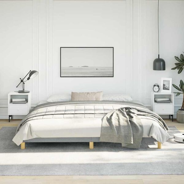vidaXL Bed Frame without Mattress Light Grey 193x203 cm King Fabric