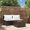 vidaXL 3 Piece Garden Lounge Set with Cushions Brown Poly Rattan