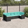 vidaXL 7 Piece Garden Sofa Set with Cushions Black Poly Rattan