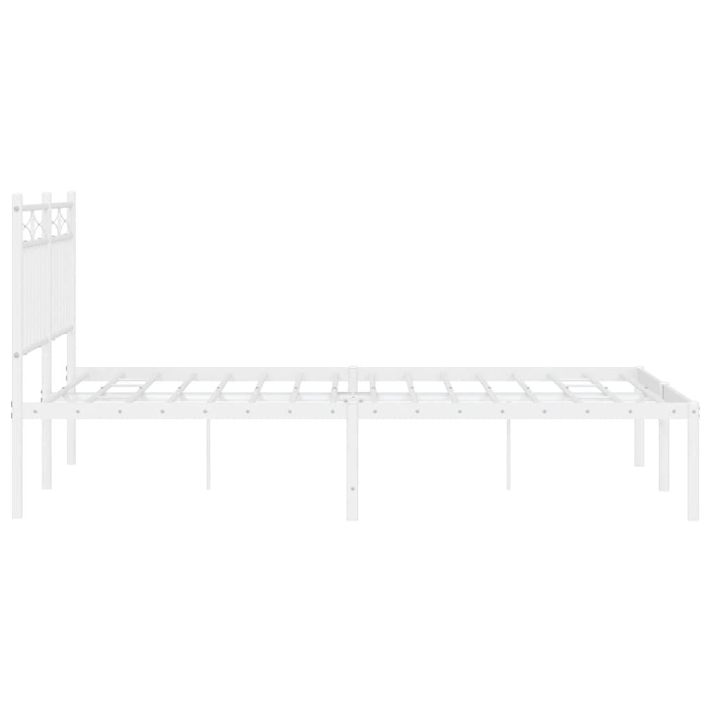 vidaXL Metal Bed Frame without Mattress with Headboard White 135x190cm