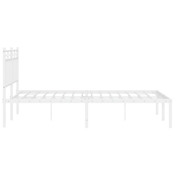 vidaXL Metal Bed Frame without Mattress with Headboard White 135x190cm