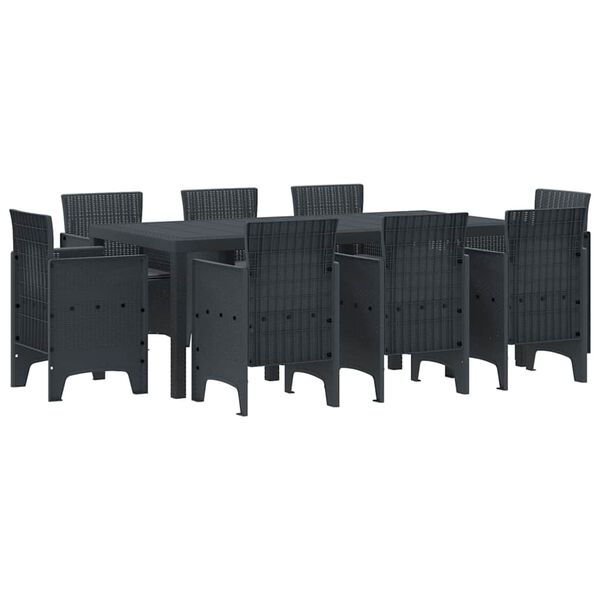 vidaXL Garden Dining Set 9 pcs Anthracite Polt rattan