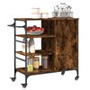vidaXL Kitchen Trolley Smoked Oak 87.5x38.5x84.5 cm Engineered Wood